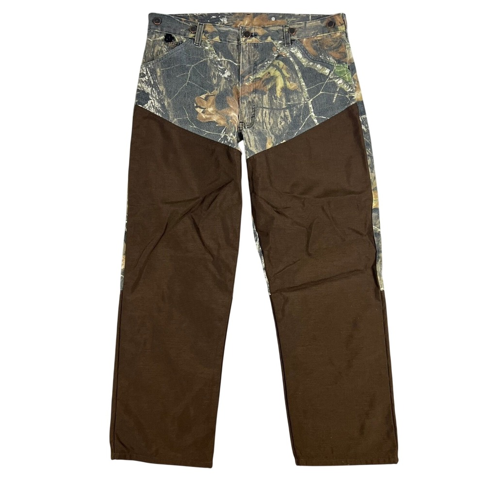 Wolf Mountain Mens Camo Brush Pants Brown Reinforced Hunting Workwear 38x30